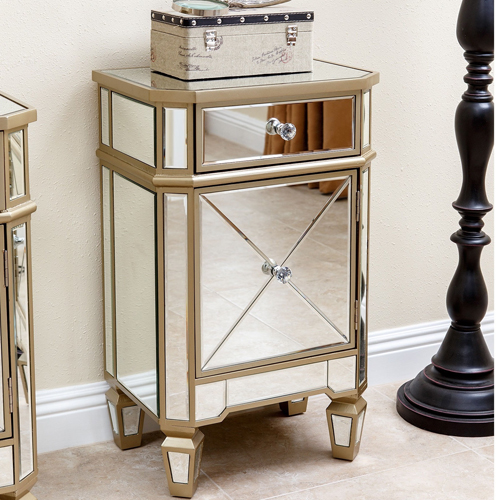 Mirrored Bedside Table, Mirrored Nightstand
