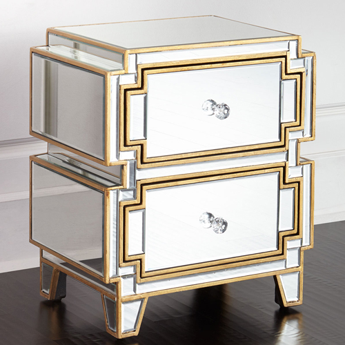 Mirrored Bedside Table, Mirrored Nightstand