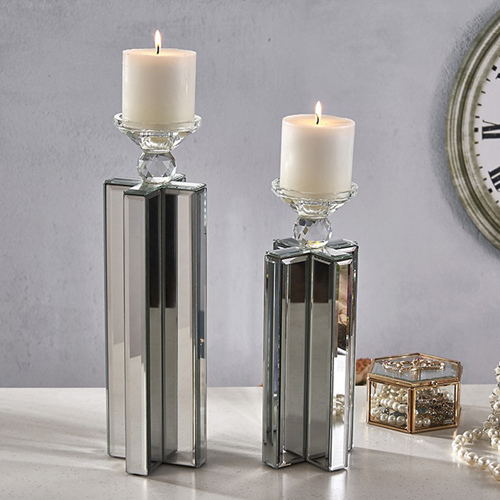 Home decoration factory direct silver mirrored candle holder