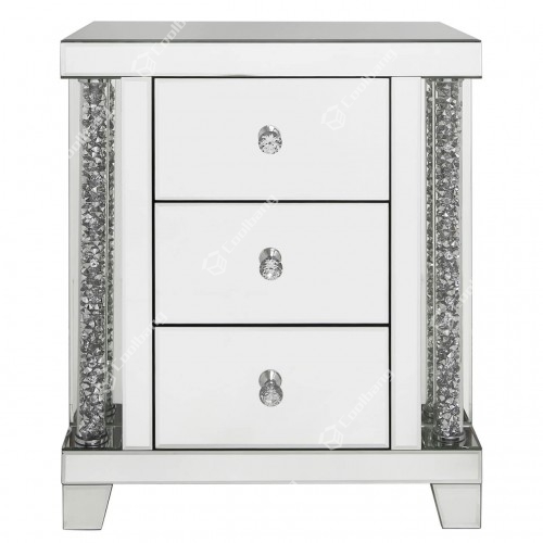UK Style Mirrored Corner crystal diamond mirrored bedside table