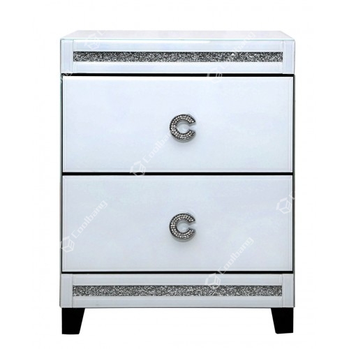 UK Style Mirrored Corner crystal diamond mirrored bedside table