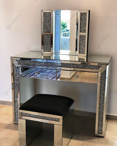 Crushed Diamond Dressing Table with Mirror