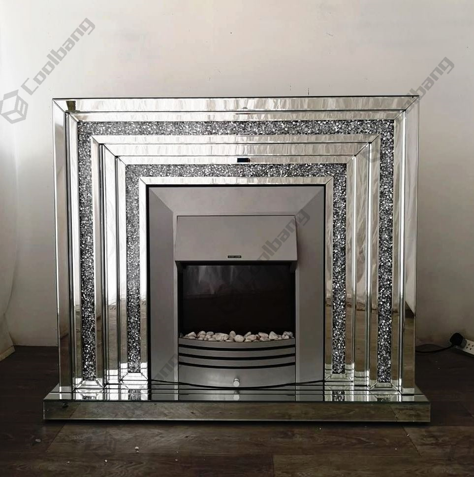 Modern Design and Hot Sales Diamond Crushed Mirrored Fireplace