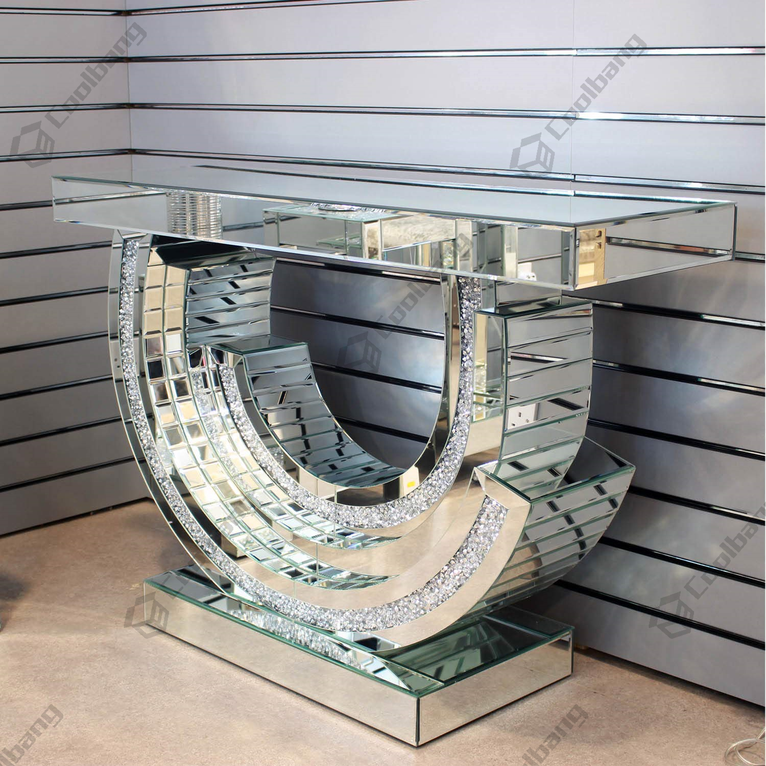 Wholesale direct supply crystal diamond mirrored console table