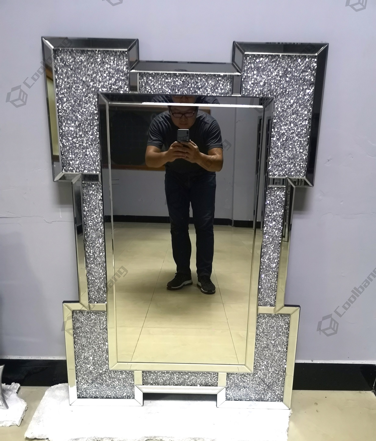 Factory Wholesale Modern Home Crushed Diamond Wall Mirror