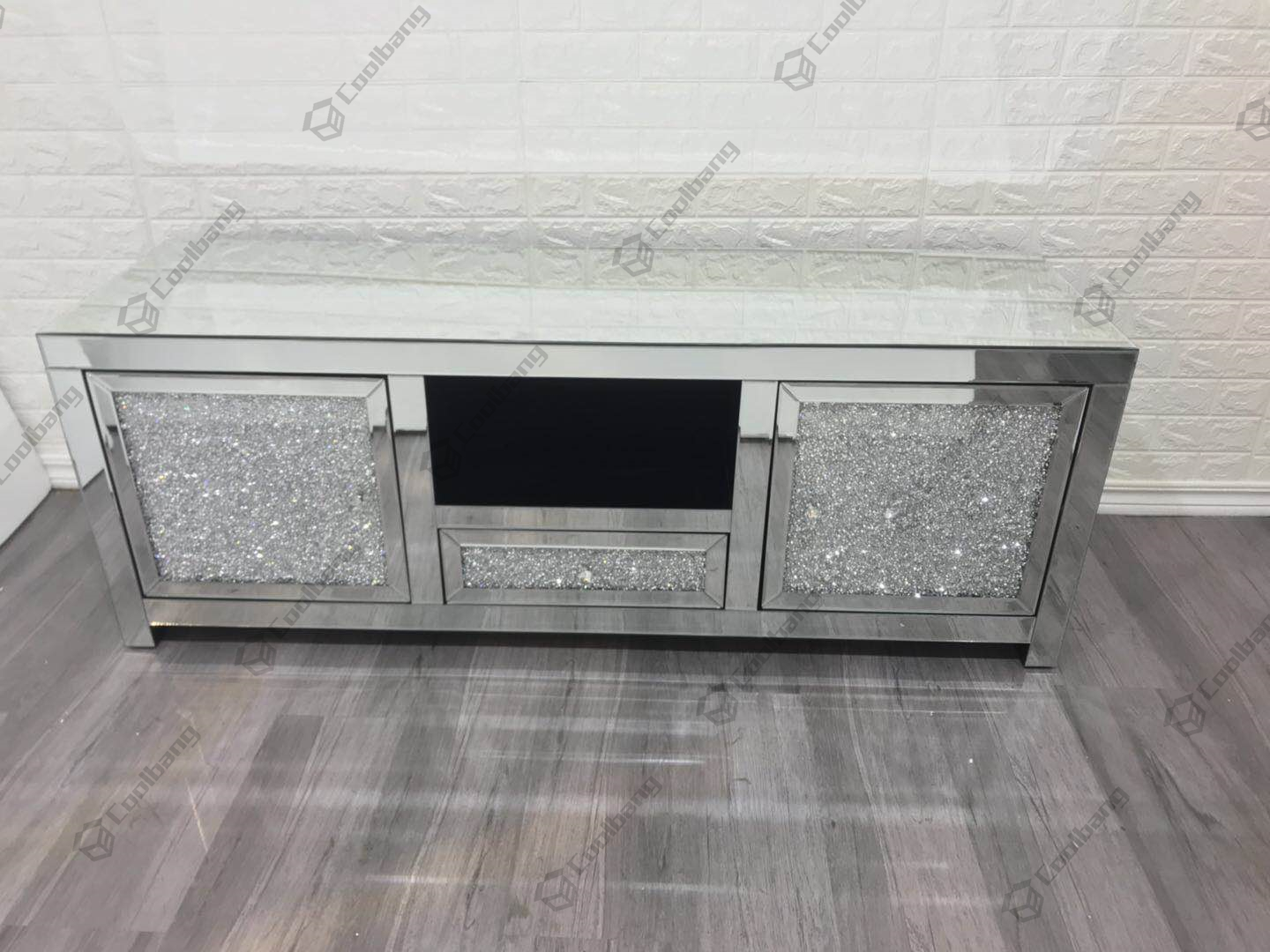 Mirrored Furniture Crushed Diamond TV Unit Stand Table
