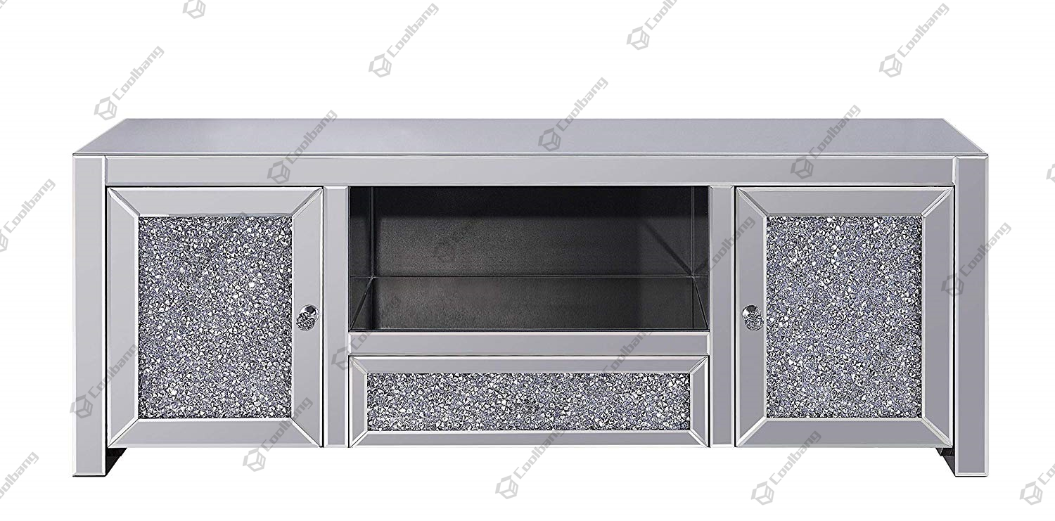Mirrored Furniture Crushed Diamond TV Unit Stand Table