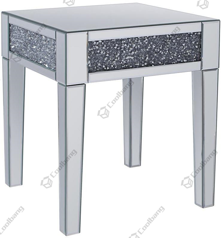 Living Room Crushed Diamond Mirrored Side Table End Table