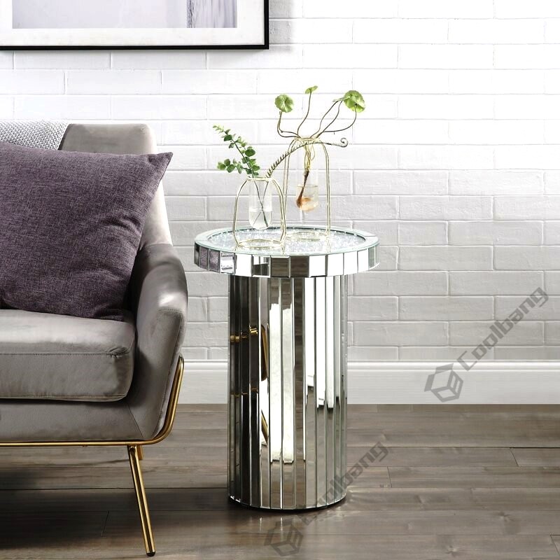 Living Room Crushed Diamond Mirrored, Mirrored End Tables For Living Room