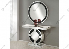 Modern Mirrored Living Room Furniture Black Crushed Diamond Console Table with Wall Mirror