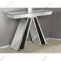 Modern Mirrored Living Room Furniture Black Crushed Diamond Entry Console Table with Wall Mirror