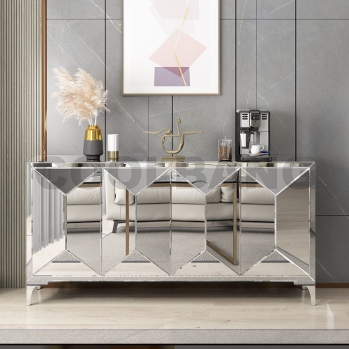 Silver mirrored Buffet furniture Sideboard Cabinet