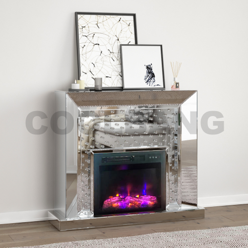 Best Selling Electric Fireplace Crushed Diamond Furniture For Living Room Silver Fireplace