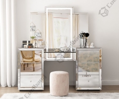 Customized Home Furniture Silver Mirrored Glass Console Table Dressing Table