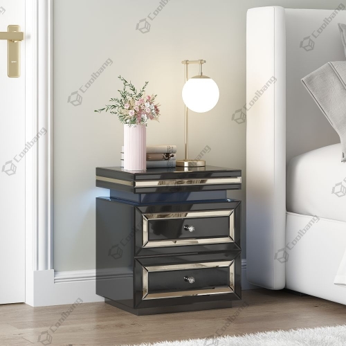 UK Style Mirrored Corner crystal diamond mirrored bedside table